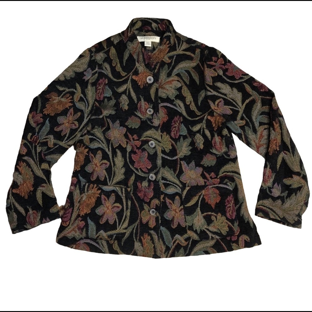 Vintage Appleseed’s Floral Woven Tapestry Jacket Women’s 10P Petite Cottagecore